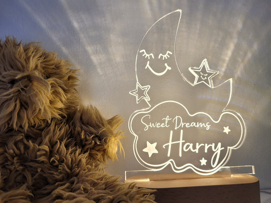 Personalised Moon & Cloud Night Light