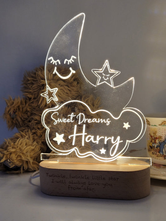 Personalised Moon & Cloud Night Light