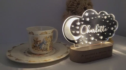 Personalised Moon & Stars Cloud Night Light