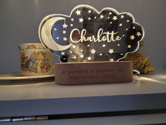 Personalised Moon & Stars Cloud Night Light